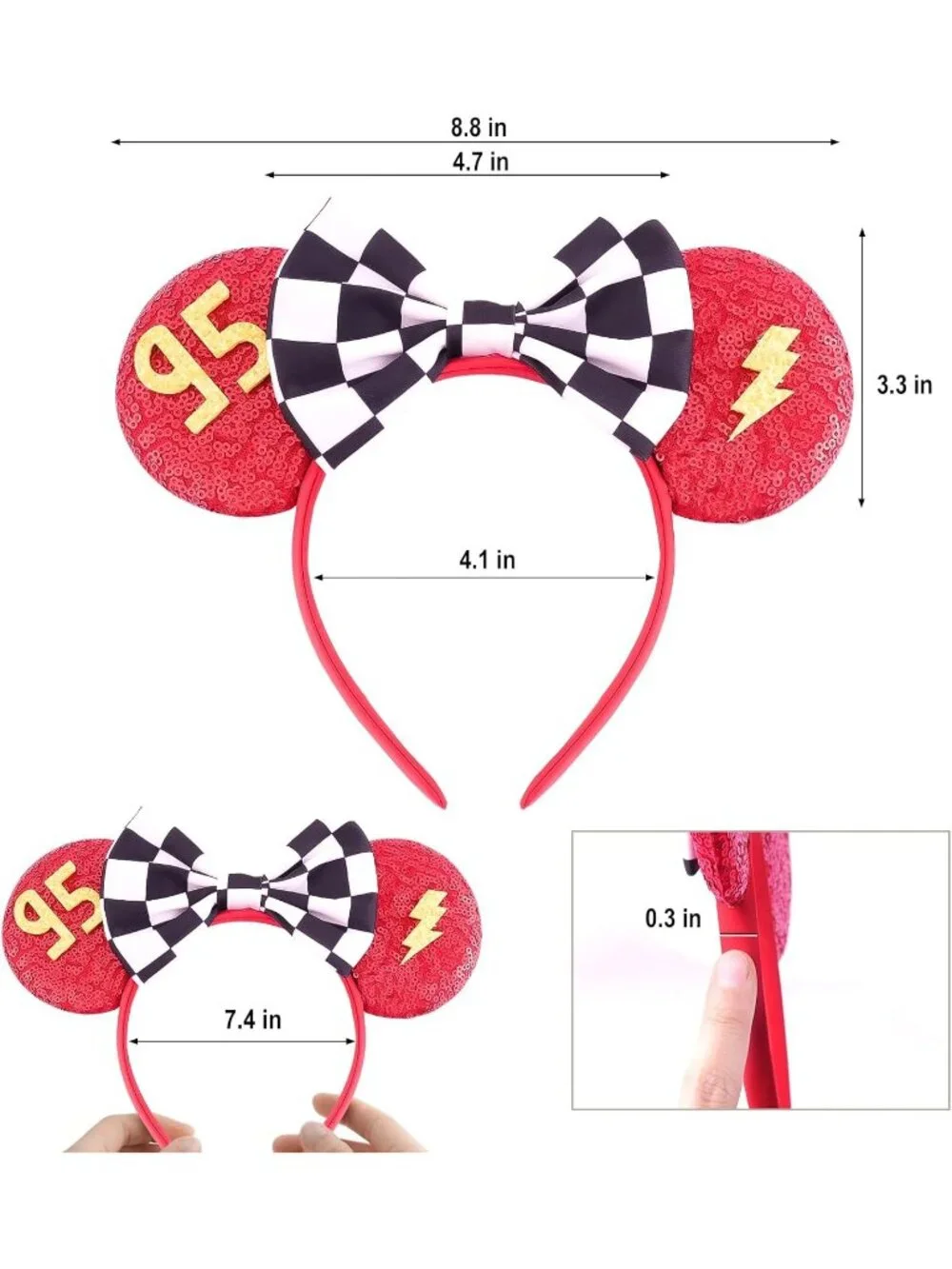 Women Red Ear Cartoon Mickey Mouse Costume Headband For Cosplay
